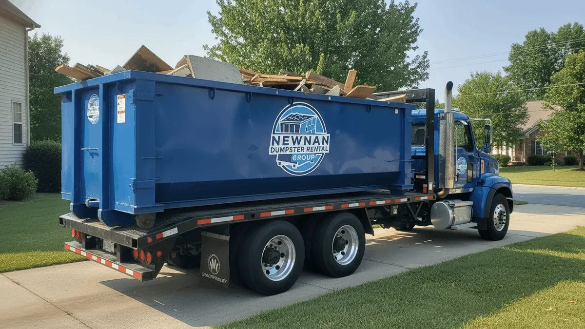 Serving Newnan and the Newnan area Newnan Dumpster Rental Group roll-off truck serving Newnan and the Newnan area